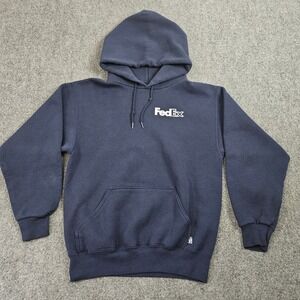 Y2K FedEx Hoodie Small Navy Blue Pullover Workwear Sweatshirt Discus Athletic